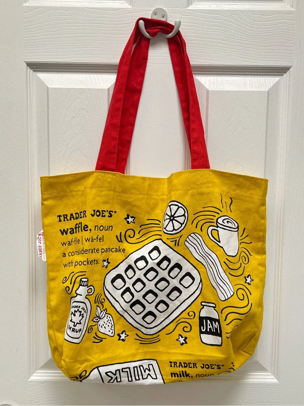 Trader Joe's Breakfast Waffle Toast Milk Jam Canvas Eco Shopping Tote Bag